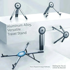 Avenyxo FlexMag 3-in-1 Stand, αναδιπλούμενη μεταλλική βάση smartphone σε μαύρο χρώμα με μαγνητικό κέντρο και τρίποδα.